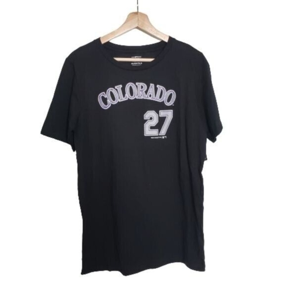 NEW MLB Colorado Rockies Story‎ 27 T-Shirt Team Athletics Black XL 14/16 Unisex